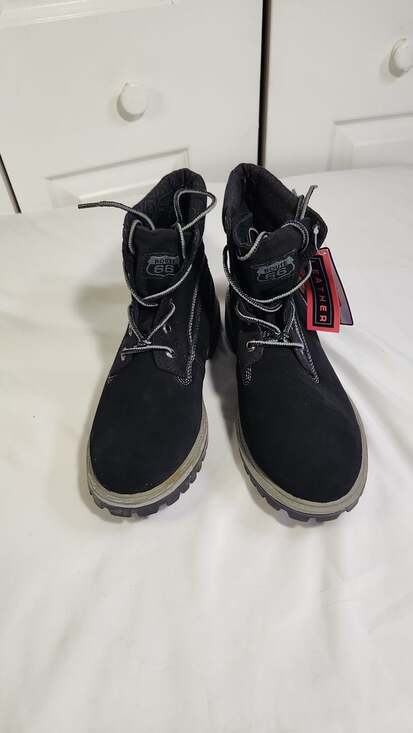 Route 66 Men\'s Black Suede Leather Work Boots Size 10.5 main image 4